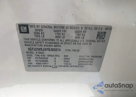 2015 GMC Sierra 1500 Denali from USA, damaged, VIN 3GTU2WEJXFG465874